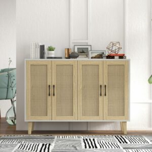 White Rattan Sideboard Cabinet