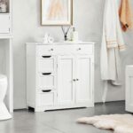 Bathroom Floor Cabinet – Freestanding Storage Unit with 4 Drawers & 2 Doors White