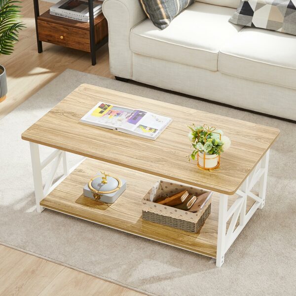 Coffee Table with 2-Tier Storage Oak
