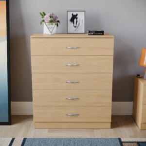 Durable chest with metal handles and anti-bowing support for bedroom storage