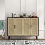 Black Rattan Sideboard Cabinet