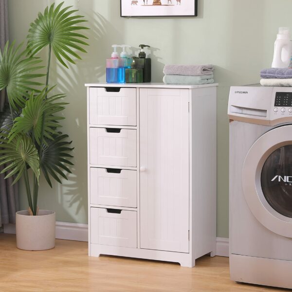 Bathroom cabinet with drawers and door, versatile storage for bedroom or nursery