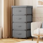 Fabric Chest of Drawers with Spacious Storage and Steel Frame – Grey