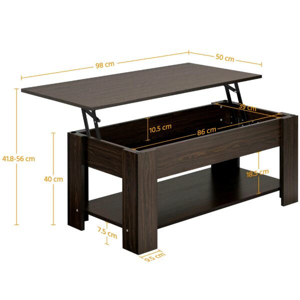 Lift Up Coffee Table Wooden Lifting Coffee Table with Hidden Storage Espresso