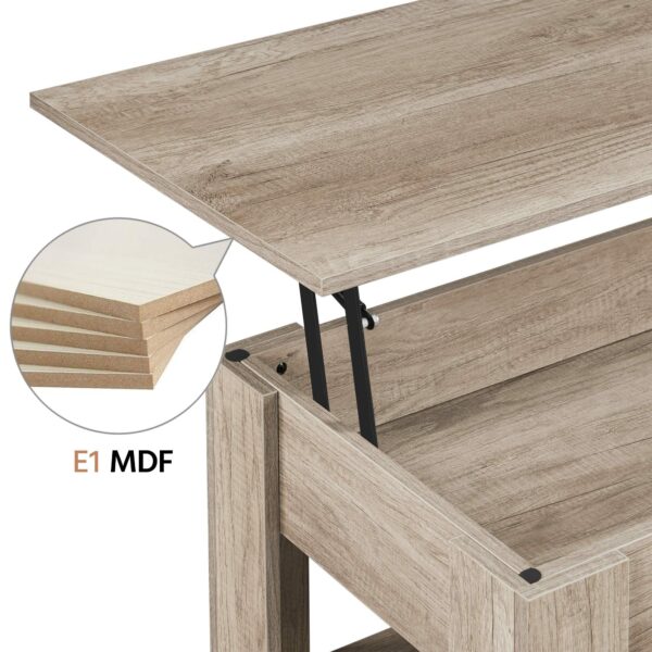 Lift Up Coffee Table Wooden Lifting Coffee Table with Hidden Storage Gray