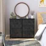 Fabric chest with wooden top and 5 drawers — sturdy storage for bedroom, closet, or living room